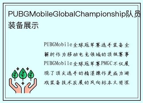 PUBGMobileGlobalChampionship队员装备展示